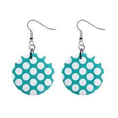 Turquoise Polkadot Pattern Mini Button Earrings by Zandiepants