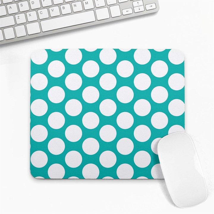 Turquoise Polkadot Pattern Large Mouse Pad (Rectangle)