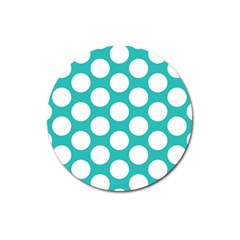 Turquoise Polkadot Pattern Magnet 3  (round) by Zandiepants