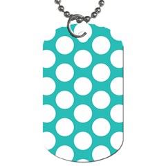 Turquoise Polkadot Pattern Dog Tag (one Sided) by Zandiepants