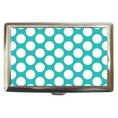 Turquoise Polkadot Pattern Cigarette Money Case by Zandiepants