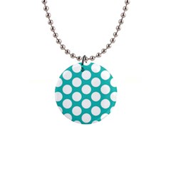 Turquoise Polkadot Pattern Button Necklace by Zandiepants