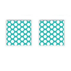 Turquoise Polkadot Pattern Cufflinks (square) by Zandiepants