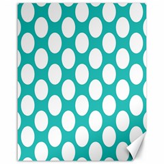 Turquoise Polkadot Pattern Canvas 16  X 20  (unframed) by Zandiepants