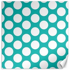 Turquoise Polkadot Pattern Canvas 20  X 20  (unframed) by Zandiepants