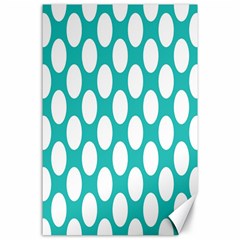 Turquoise Polkadot Pattern Canvas 24  X 36  (unframed) by Zandiepants