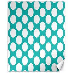 Turquoise Polkadot Pattern Canvas 11  X 14  (unframed) by Zandiepants