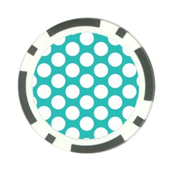 Turquoise Polkadot Pattern Poker Chip by Zandiepants