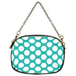 Turquoise Polkadot Pattern Chain Purse (Two Sided)  Front