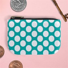 Turquoise Polkadot Pattern Coin Change Purse by Zandiepants