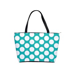 Turquoise Polkadot Pattern Large Shoulder Bag by Zandiepants