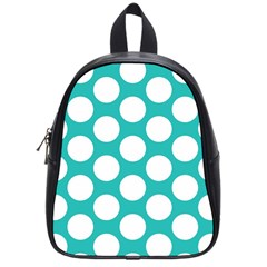 Turquoise Polkadot Pattern School Bag (small) by Zandiepants