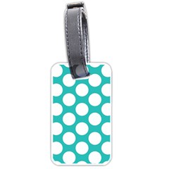 Turquoise Polkadot Pattern Luggage Tag (one Side) by Zandiepants