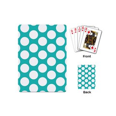 Turquoise Polkadot Pattern Playing Cards (mini) by Zandiepants