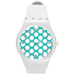 Turquoise Polkadot Pattern Plastic Sport Watch (medium) by Zandiepants