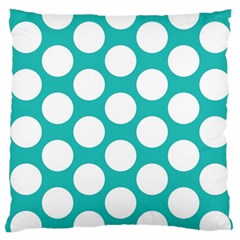 Turquoise Polkadot Pattern Large Cushion Case (single Sided)  by Zandiepants