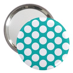 Turquoise Polkadot Pattern 3  Handbag Mirror by Zandiepants