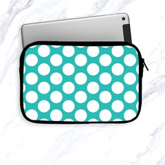 Turquoise Polkadot Pattern Apple Ipad Mini Zippered Sleeve by Zandiepants