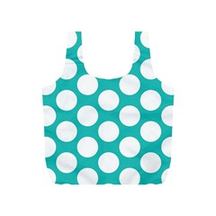 Turquoise Polkadot Pattern Reusable Bag (s) by Zandiepants