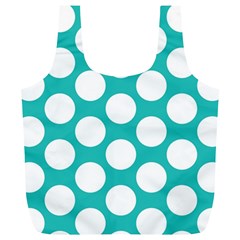 Turquoise Polkadot Pattern Reusable Bag (xl) by Zandiepants