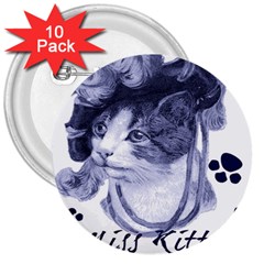 Miss Kitty Blues 3  Button (10 Pack) by misskittys