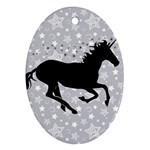 Unicorn on Starry Background Oval Ornament Front