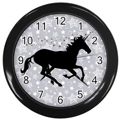 Unicorn On Starry Background Wall Clock (black) by StuffOrSomething