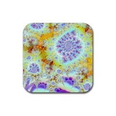 Golden Violet Sea Shells, Abstract Ocean Drink Coaster (square) by DianeClancy