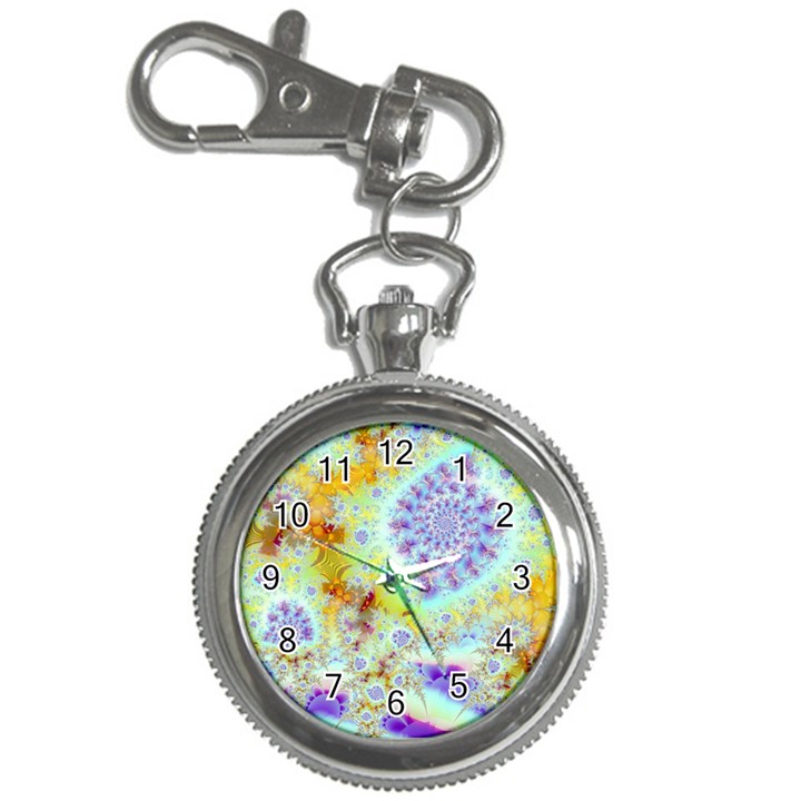 Golden Violet Sea Shells, Abstract Ocean Key Chain Watch