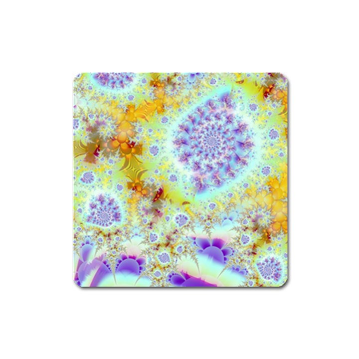 Golden Violet Sea Shells, Abstract Ocean Magnet (Square)