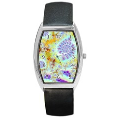 Golden Violet Sea Shells, Abstract Ocean Tonneau Leather Watch by DianeClancy