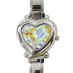 Golden Violet Sea Shells, Abstract Ocean Heart Italian Charm Watch  by DianeClancy