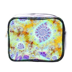 Golden Violet Sea Shells, Abstract Ocean Mini Travel Toiletry Bag (one Side) by DianeClancy