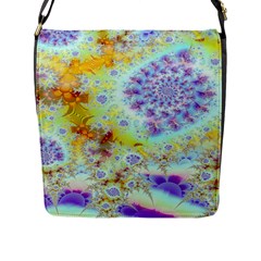 Golden Violet Sea Shells, Abstract Ocean Flap Closure Messenger Bag (large) by DianeClancy