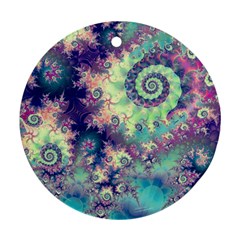 Violet Teal Sea Shells, Abstract Underwater Forest Ornament (round) by DianeClancy