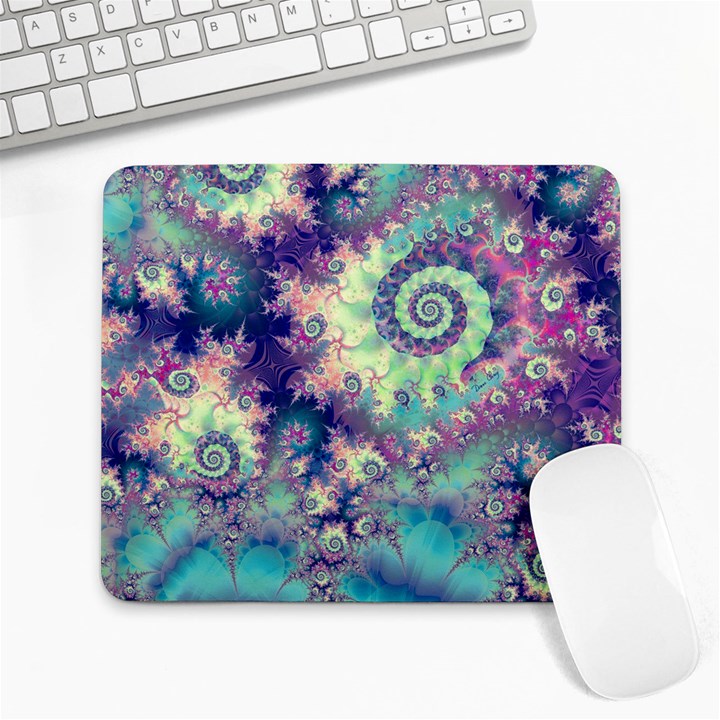 Violet Teal Sea Shells, Abstract Underwater Forest Large Mousepad