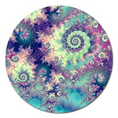 Violet Teal Sea Shells, Abstract Underwater Forest Magnet 5  (round) by DianeClancy