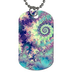 Violet Teal Sea Shells, Abstract Underwater Forest Dog Tag (one Side) by DianeClancy