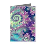 Violet Teal Sea Shells, Abstract Underwater Forest Mini Greeting Card Left