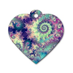 Violet Teal Sea Shells, Abstract Underwater Forest Dog Tag Heart (one Side) by DianeClancy