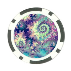 Violet Teal Sea Shells, Abstract Underwater Forest Poker Chip Card Guard (10 Pack) by DianeClancy