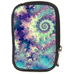 Violet Teal Sea Shells, Abstract Underwater Forest Compact Camera Leather Case by DianeClancy