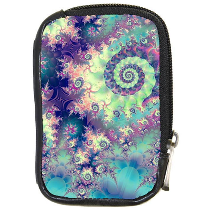 Violet Teal Sea Shells, Abstract Underwater Forest Compact Camera Leather Case