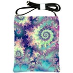 Violet Teal Sea Shells, Abstract Underwater Forest Shoulder Sling Bag Front