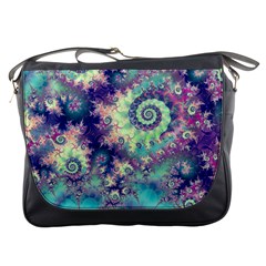 Violet Teal Sea Shells, Abstract Underwater Forest Messenger Bag by DianeClancy