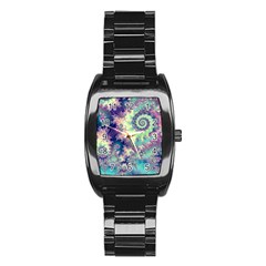 Violet Teal Sea Shells, Abstract Underwater Forest Men s Stainless Steel Barrel Analog Watch by DianeClancy