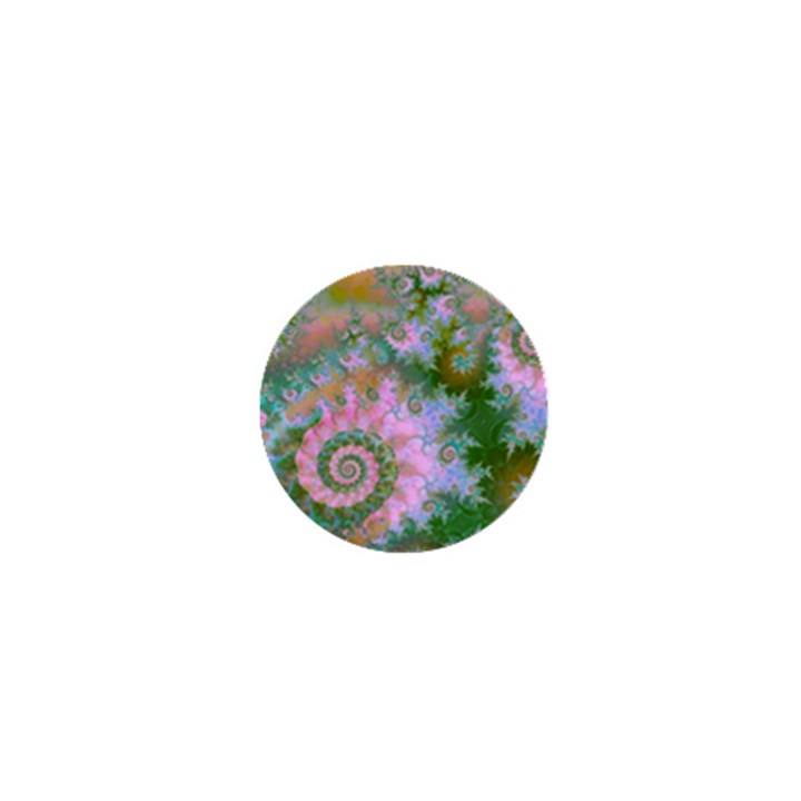 Rose Forest Green, Abstract Swirl Dance 1  Mini Button