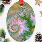 Rose Forest Green, Abstract Swirl Dance Oval Ornament Front