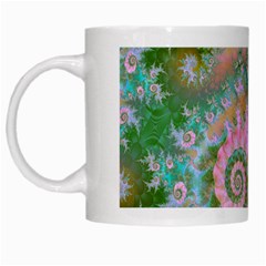 Rose Forest Green, Abstract Swirl Dance White Coffee Mug by DianeClancy