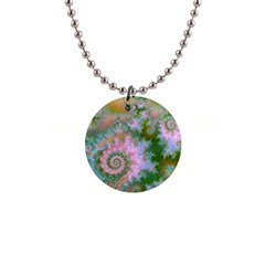 Rose Forest Green, Abstract Swirl Dance Button Necklace by DianeClancy